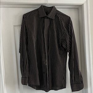 Elegant Black Striped Dress Shirt